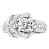1.25 Carat (ctw) Round Lab Grown Diamond Ladies Bridal Engagement Promise Ring 1 1/4 CT Sterling Silver