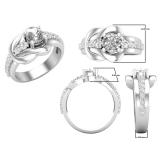 1.25 Carat (ctw) Round Lab Grown Diamond Ladies Bridal Engagement Promise Ring 1 1/4 CT Sterling Silver