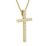 0.25 Carat (ctw) Round Lab Grown Diamond Mens Ladies Unisex Cross Pendant 1/4 CT 10K Yellow Gold