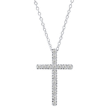 0.25 Carat (ctw) Round Lab Grown Diamond Mens Ladies Unisex Cross Pendant 1/4 CT Sterling Silver