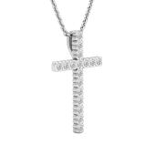 0.25 Carat (ctw) Round Lab Grown Diamond Mens Ladies Unisex Cross Pendant 1/4 CT Sterling Silver