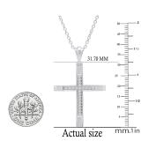 0.18 Carat (ctw) Round Lab Grown White Diamond Ladies Cross Religious Pendant 10K White Gold