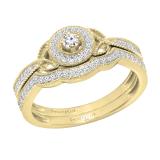 0.31 Carat (ctw) Round Lab Grown Diamond Ladies Vintage Engagement Ring Set 1/3 CT 18K Yellow Gold