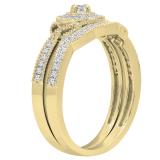 0.31 Carat (ctw) Round Lab Grown Diamond Ladies Vintage Engagement Ring Set 1/3 CT 18K Yellow Gold
