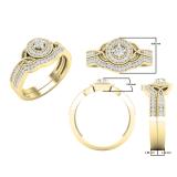 0.31 Carat (ctw) Round Lab Grown Diamond Ladies Vintage Engagement Ring Set 1/3 CT 18K Yellow Gold