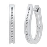 0.10 Carat (ctw) Round Lab Grown Diamond Ladies Hoop Earrings 1/10 CT 10K White Gold