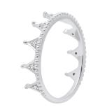 0.07 Carat (ctw) Round Lab Grown Diamond Beaded Style Ladies Engagement Crown Ring 10K White Gold