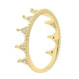 0.07 Carat (ctw) Round Lab Grown Diamond Beaded Style Ladies Engagement Crown Ring 14K Yellow Gold