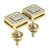 0.15 Carat (ctw) Round Lab Grown Diamond Ladies Square Shape Stud Earrings 14K Yellow Gold