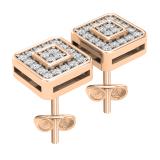 0.15 Carat (ctw) Round Lab Grown Diamond Ladies Square Shape Stud Earrings 18K Rose Gold