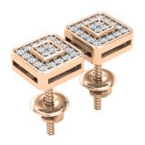 0.15 Carat (ctw) Round Lab Grown Diamond Ladies Square Shape Stud Earrings 18K Rose Gold