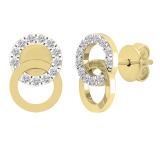 0.12 Carat (ctw) Round Lab Grown Diamond Ladies Interlocking Circle Stud Earrings 14K Yellow Gold