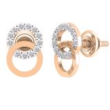 0.12 Carat (ctw) Round Lab Grown Diamond Ladies Interlocking Circle Stud Earrings 18K Rose Gold