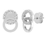 0.12 Carat (ctw) Round Lab Grown Diamond Ladies Interlocking Circle Stud Earrings Sterling Silver