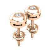 0.07 Carat (ctw) Round Lab Grown Diamond Ladies Solitaire Bezel Stud Earrings 10K Rose Gold