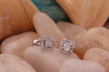 0.15 Carat (ctw) Round Lab Grown White Diamond Ladies Illusion Set Stud Earrings 18K White Gold