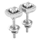 0.15 Carat (ctw) Round Lab Grown White Diamond Ladies Illusion Set Stud Earrings Sterling Silver