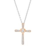 0.35 Carat (ctw) Round Lab Grown Diamond Ladies Cross Religious Pendant 1/3 CT 10K Rose Gold