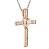 0.35 Carat (ctw) Round Lab Grown Diamond Ladies Cross Religious Pendant 1/3 CT 10K Rose Gold
