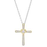 0.35 Carat (ctw) Round Lab Grown Diamond Ladies Cross Religious Pendant 1/3 CT 10K Yellow Gold