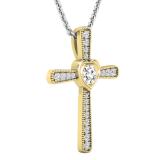 0.35 Carat (ctw) Round Lab Grown Diamond Ladies Cross Religious Pendant 1/3 CT 10K Yellow Gold