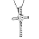0.35 Carat (ctw) Round Lab Grown Diamond Ladies Cross Religious Pendant 1/3 CT 18K White Gold