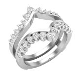 1.00 Carat Round Lab Grown White Diamond Wedding Guard Double Ring Band for Women in 950 Platinum
