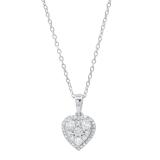 0.55 Carat (ctw) Round Lab Grown Diamond Ladies Heart Shape Cluster Love Pendant 14K White Gold