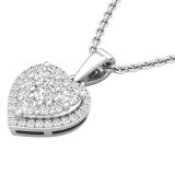 0.55 Carat (ctw) Round Lab Grown Diamond Ladies Heart Shape Cluster Love Pendant 14K White Gold