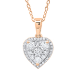 0.55 Carat (ctw) Round Lab Grown Diamond Ladies Heart Shape Cluster Love Pendant 10K Rose Gold