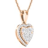 0.55 Carat (ctw) Round Lab Grown Diamond Ladies Heart Shape Cluster Love Pendant 10K Rose Gold