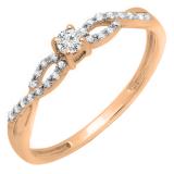 0.20 Carat (ctw) Round Lab Grown Diamond Bridal Engagement Ring 10K Rose Gold