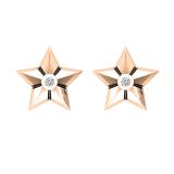 0.02 Carat (ctw) Round Lab Grown Diamond Ladies Solitaire Star Stud Earrings 10K Rose Gold