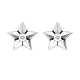 0.02 Carat (ctw) Round Lab Grown Diamond Ladies Solitaire Star Stud Earrings 10K White Gold