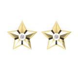 0.02 Carat (ctw) Round Lab Grown Diamond Ladies Solitaire Star Stud Earrings 10K Yellow Gold