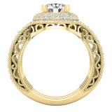 2.70 Carat (ctw) Round Lab Grown White Diamond Halo Bridal Trio Wedding Ring Set 14K Yellow Gold