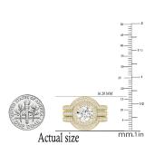 2.70 Carat (ctw) Round Lab Grown White Diamond Halo Bridal Trio Wedding Ring Set 14K Yellow Gold