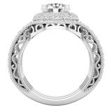 2.70 Carat (ctw) Round Lab Grown White Diamond Halo Bridal Trio Wedding Ring Set Sterling Silver