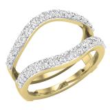 1.00 Carat (ctw) Round Lab Grown Diamond Ladies Wedding Enhancer Guard Double Ring 14K Yellow Gold