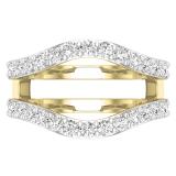 1.00 Carat (ctw) Round Lab Grown Diamond Ladies Wedding Enhancer Guard Double Ring 14K Yellow Gold