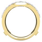 1.00 Carat (ctw) Round Lab Grown Diamond Ladies Wedding Enhancer Guard Double Ring 14K Yellow Gold
