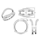 1.00 Carat (ctw) Round Lab Grown Diamond Ladies Wedding Enhancer Guard Double Ring Sterling Silver