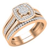 0.35 Carat (ctw) Round Lab Grown Diamond Ladies Bridal Engagement Ring Set 1/3 CT 18K Rose Gold