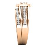 0.35 Carat (ctw) Round Lab Grown Diamond Ladies Bridal Engagement Ring Set 1/3 CT 18K Rose Gold