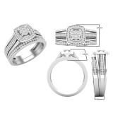 0.35 Carat (ctw) Round Lab Grown Diamond Ladies Bridal Engagement Ring Set 1/3 CT 18K White Gold