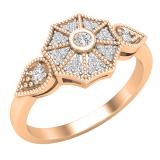 0.18 Carat (ctw) Round Lab Grown Diamond Vintage Style Ladies Engagement Ring 18K Rose Gold