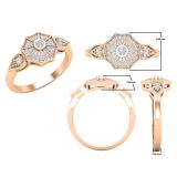 0.18 Carat (ctw) Round Lab Grown Diamond Vintage Style Ladies Engagement Ring 18K Rose Gold