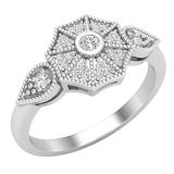 0.18 Carat (ctw) Round Lab Grown Diamond Vintage Style Ladies Engagement Ring Sterling Silver