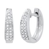 0.15 Carat (ctw) Round Lab Grown Diamond Ladies Huggies Hoop Earrings Sterling Silver