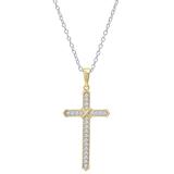 0.20 Carat (ctw) Round Lab Grown Diamond Mens 'X' Cross Pendant 1/5 CT 18K Yellow Gold